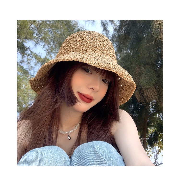 Nón Cói Rộng Vành Phối Nơ Thời Trang Đi Biển Cho Nữ