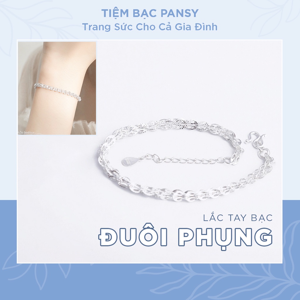 Lắc tay bạc nữ PANSY hoạ tiết đuôi phụng sang chảnh, vòng tay nữ chuẩn bạc ta cao cấp