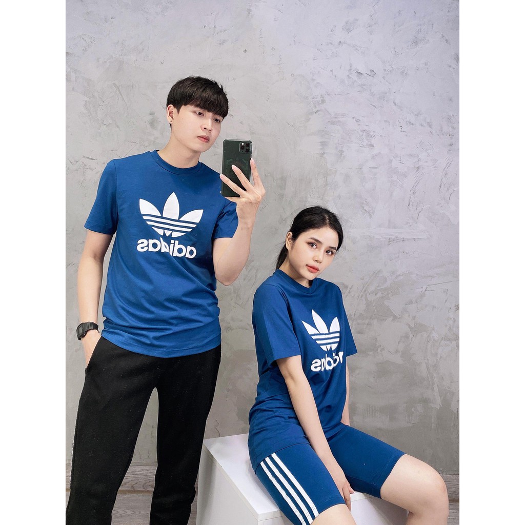 (HÀNG XUẤT XỊN) Áo das xanh logo trắng 283 TREFOIL TEE MARINE BLUE