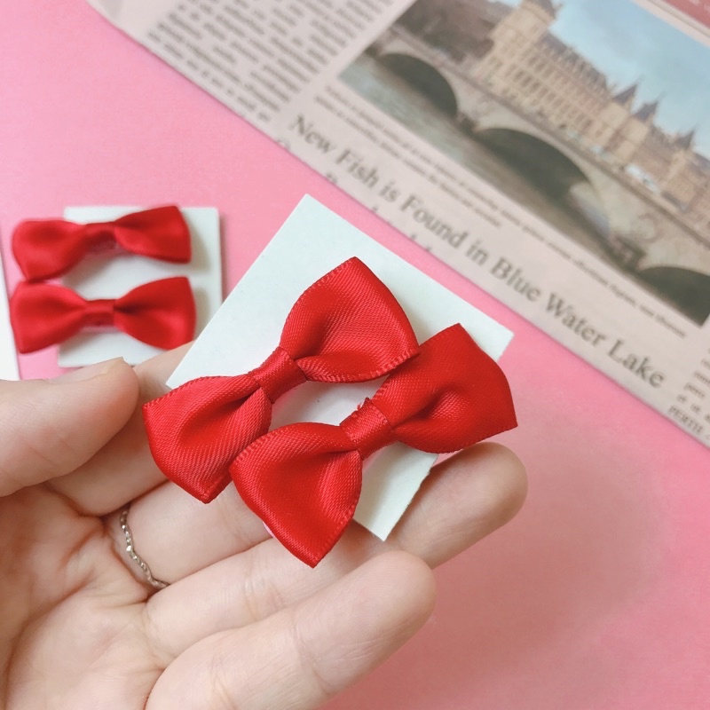 Set 2 kẹp mái nơ đỏ , xanh ,hồng ,trắng xinh cho bạn gái