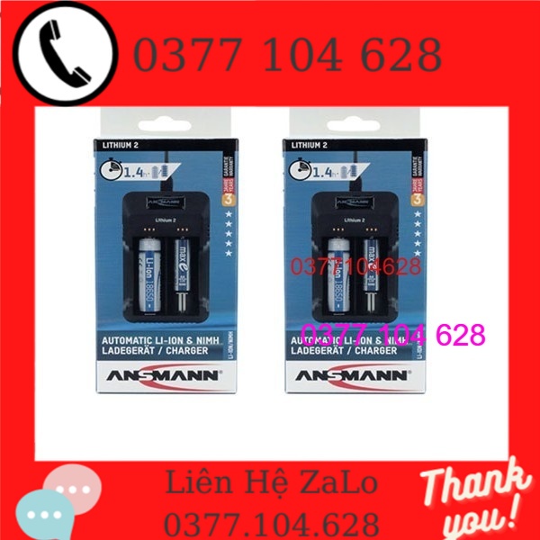 2 máy sạc pin 18650,AA, AAA Ansmann đa năng tự ngắt
