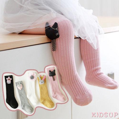 Tất chân cotton cao qua gối giữ ấm dễ thương cho bé gái