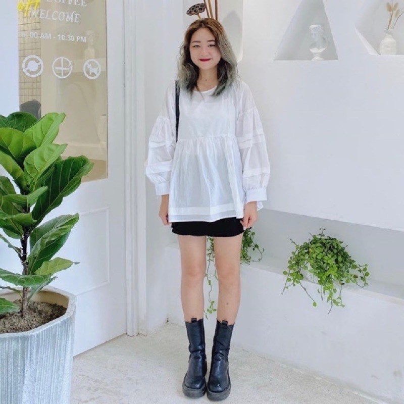 ÁO VOAN BABYDOLL TAY BỒNG THẮT NƠ (hình thật/ sẵn)