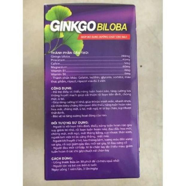 Hoạt huyết dưỡng não Ginkgo biloba 240mg HỘP 100