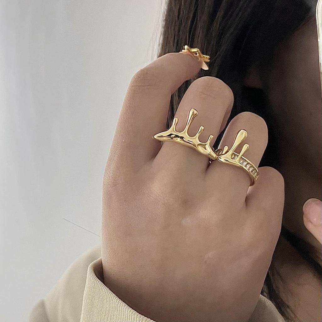Nhẫn Đeo Tay Hình Giọt Nước Đính Đá zircon Phong Cách hip hop Thời Trang Cho Nữ