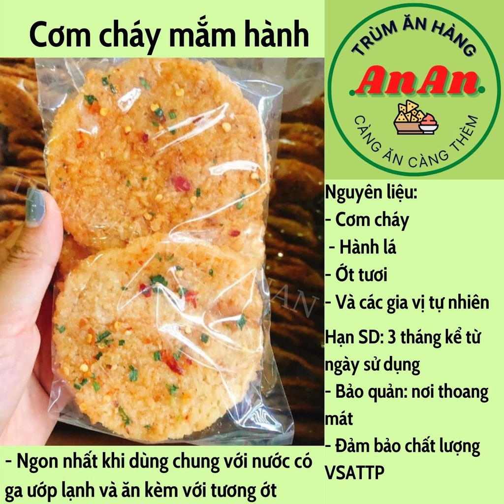 Cơm cháy mắm hành 1 bịch 3 miếng đặc sản Sài Gòn Trùm ăn vặt ANAN