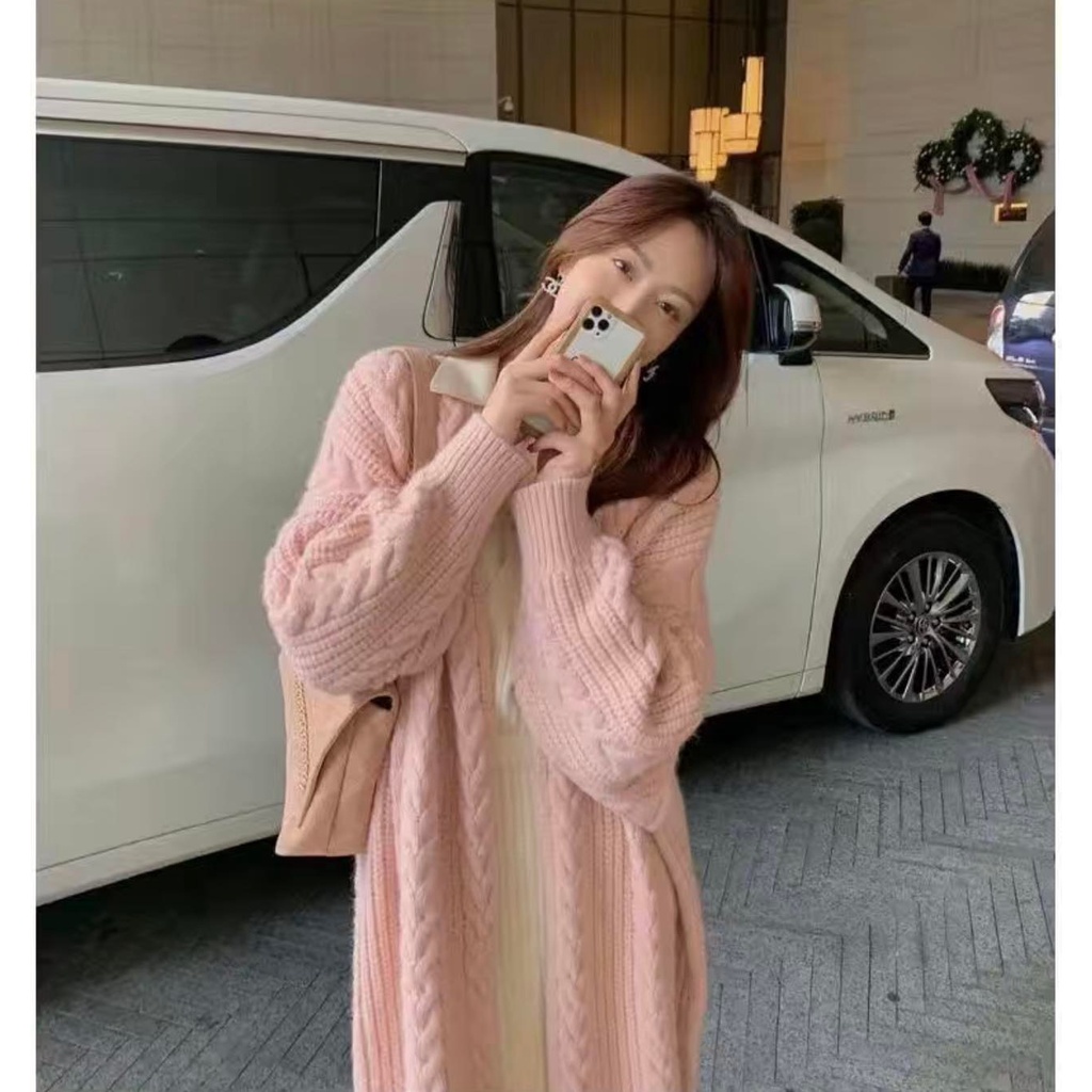Áo khoác Cardigan len dáng dài chất mềm mịn dày dặn thu đông