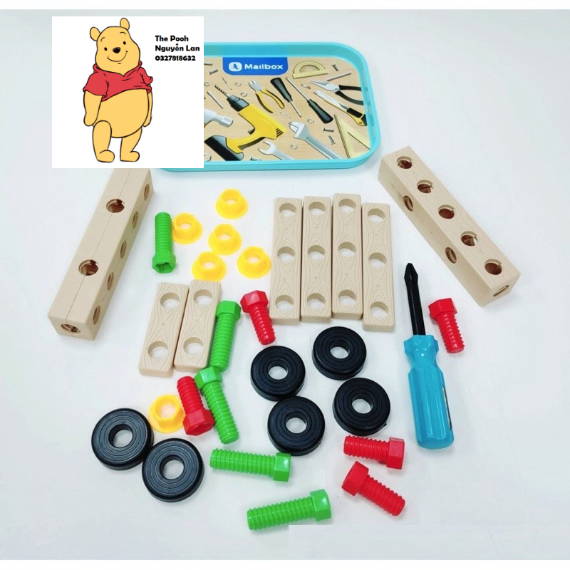 Bộ Đồ Chơi Kỹ Thuật Vặn ốc Vít Bằng gỗ Giúp Bé Phát Triển Trí Tuệ - Đồ chơi kĩ thuật