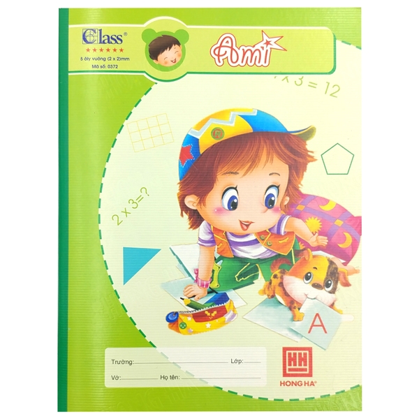 Vở Class Ami - 5 Ô Ly 96 Trang ĐL 100g/m2 - Hồng Hà TM-0372 - Xanh Lá