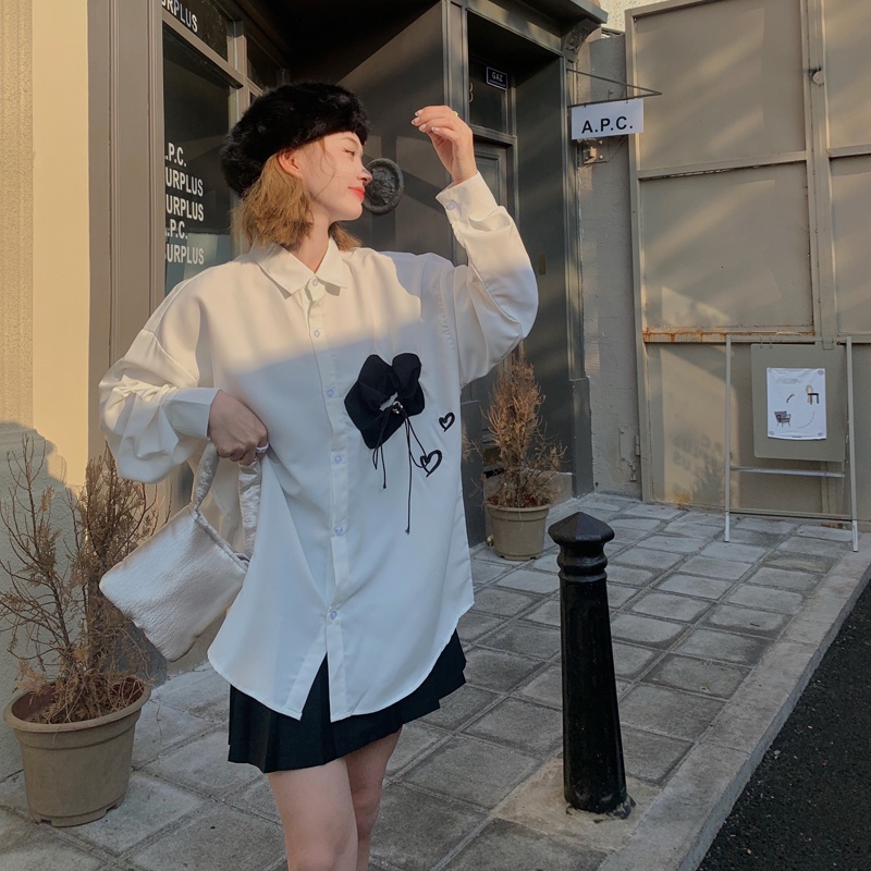 Áo Sơ Mi Tay Dài Dáng Rộng In Họa Tiết Hoa Phong Cách Vintage Hồng Kông Hợp Thời Trang