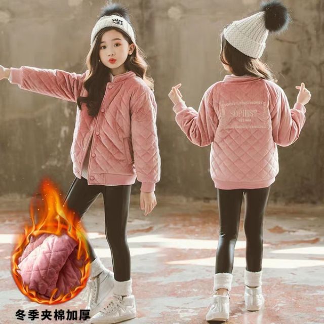 Áo bomber nhung bé