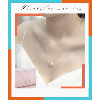 Dây chuyền nữ bạc 925 2 mặt tròn lồng nhau công chúa bạc 925 hot trent