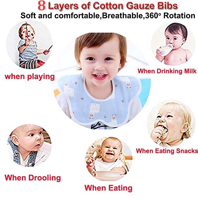 [2 chiếc] [Thích hợp cho bé trai và bé gái] [Chất liệu cotton siêu mềm và thấm] [Yếm cho bé ăn]