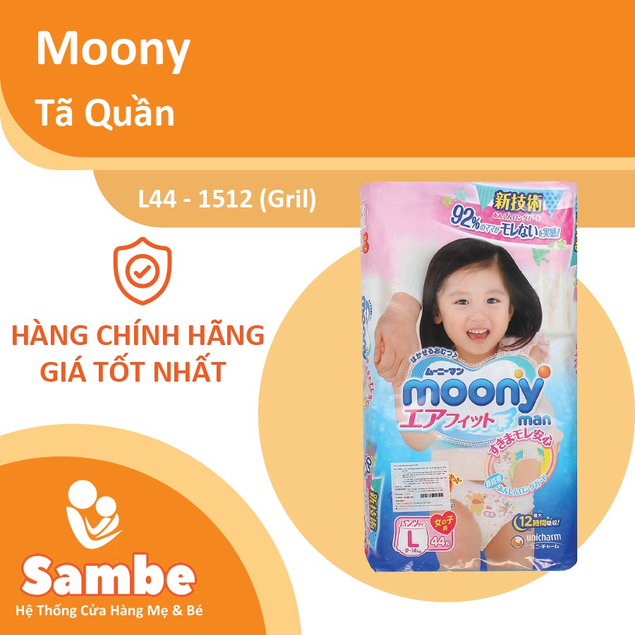 Tã Quần Moony Size L 44 miếng