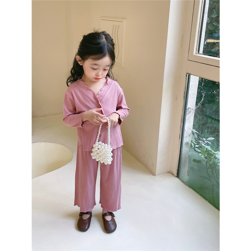 Bộ quần áo thu đông cho bé gái điệu đà siêu dễ thương chất tăm lạnh Quảng Châu mềm mịn cho bé từ 7-22kg