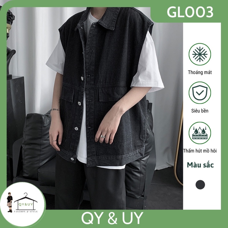 Áo khoác bò gile unisex nam nữ GL003