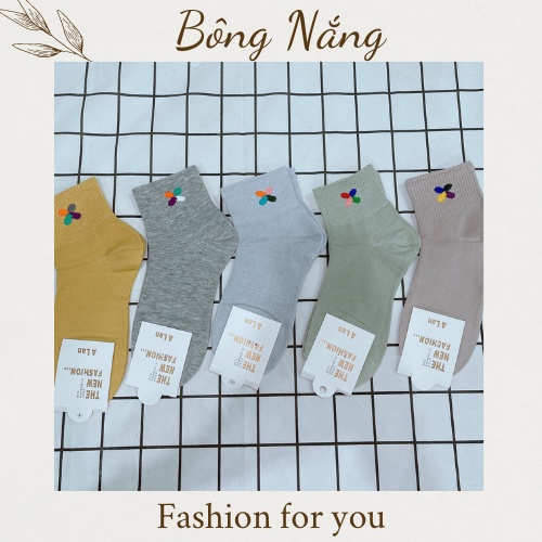 Combo 5 Vớ nữ cổ trung, tất nữ cổ trung đủ màu pastel cute