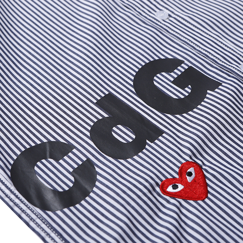 Áo sơ mi tay dài kẻ sọc thêu hình trái tim thời trang cho nam nữ