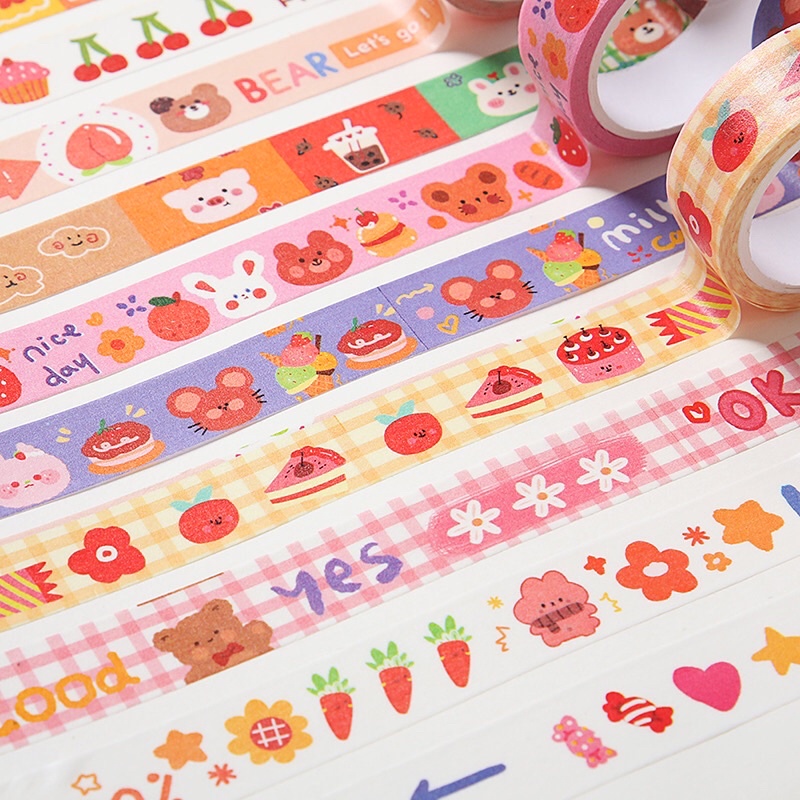 Băng keo giấy washi dễ thương dùng trang trí album sổ lưu niệm