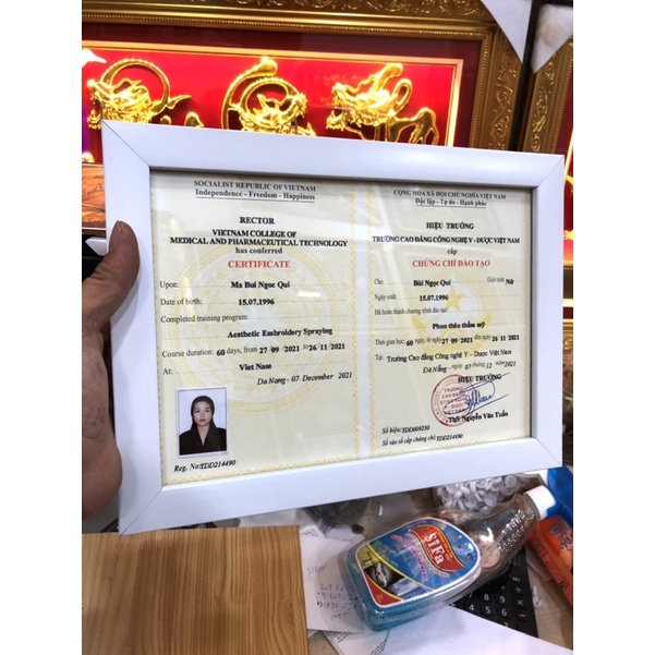 Khung bằng khen , khung hình A4 ,21x30.Treo tường ( mặt kính3li )