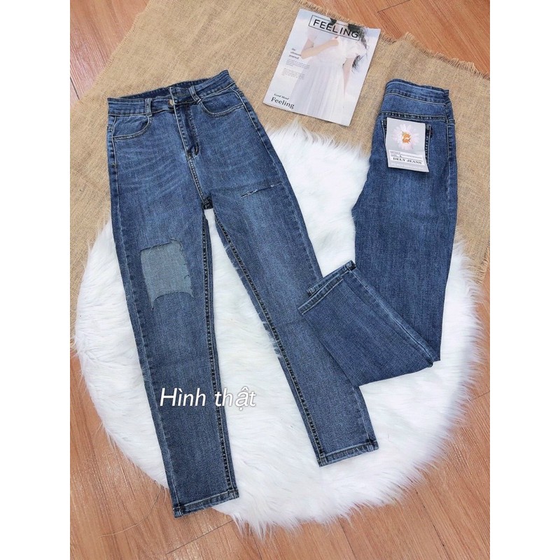 Quần jeans RÁCH Ô ôm body lưng siêu cao