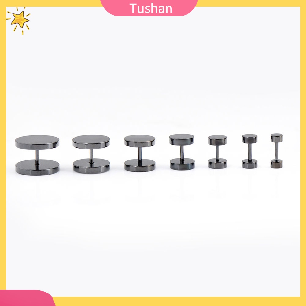 Khuyên Tai Nam Thép Không Gỉ Màu Đen 3mm - 14mm
