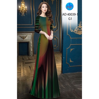 Vải áo dài họa tiết sọc (AD 40039), chất lụa ruby bóng nhẹ, sang trọng, mềm, mượt, mịn, mát, co giãn nhẹ bề ngang.