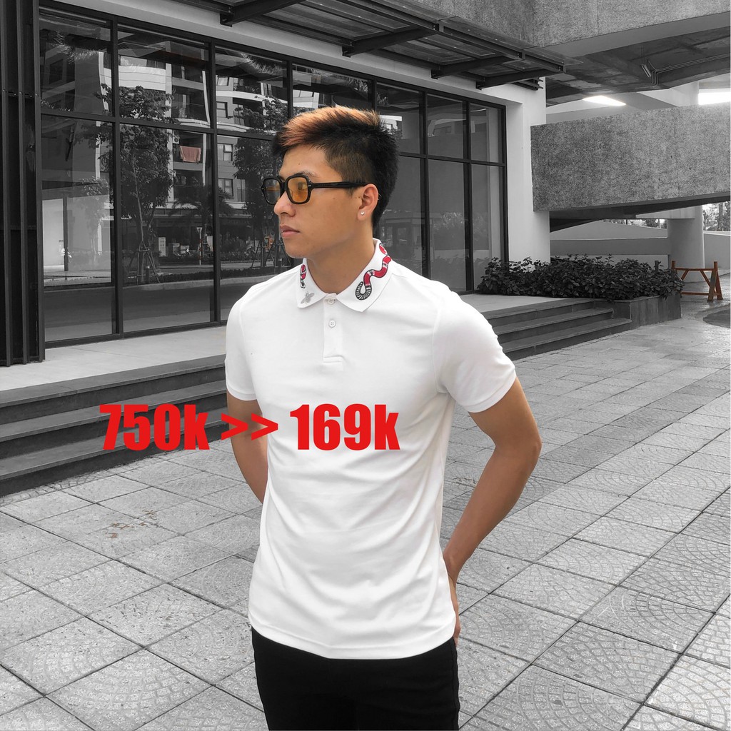 Áo Polo nam TouchMe thêu cổ họa tiết Bee & Snake TM21 chất polo thoáng mát,màu trắng cao cấp  | Sản phẩm mới 2021