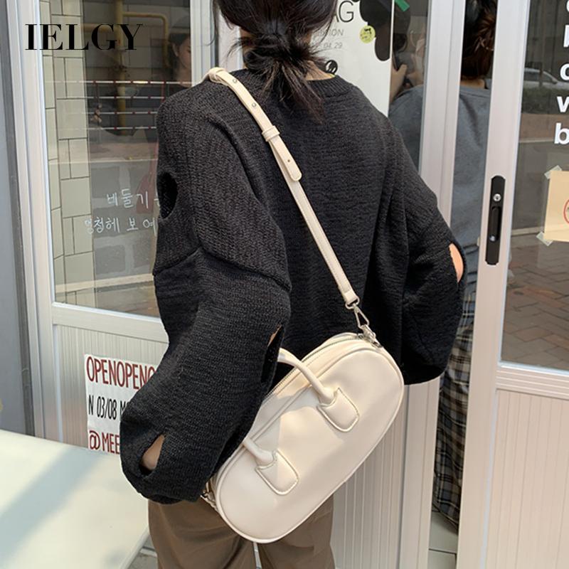 Túi đeo chéo IELGY màu trơn đơn giản phong cách retro thời trang cho nữ
