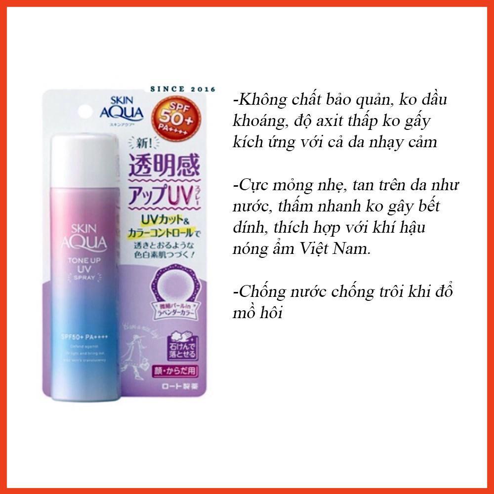 Xịt chống nắng nâng tone Skin Aqua Tone Up UV Spray SPF 50+/PA++++ 70g |  Hàng Nội Địa Nhật | Shopee Việt Nam