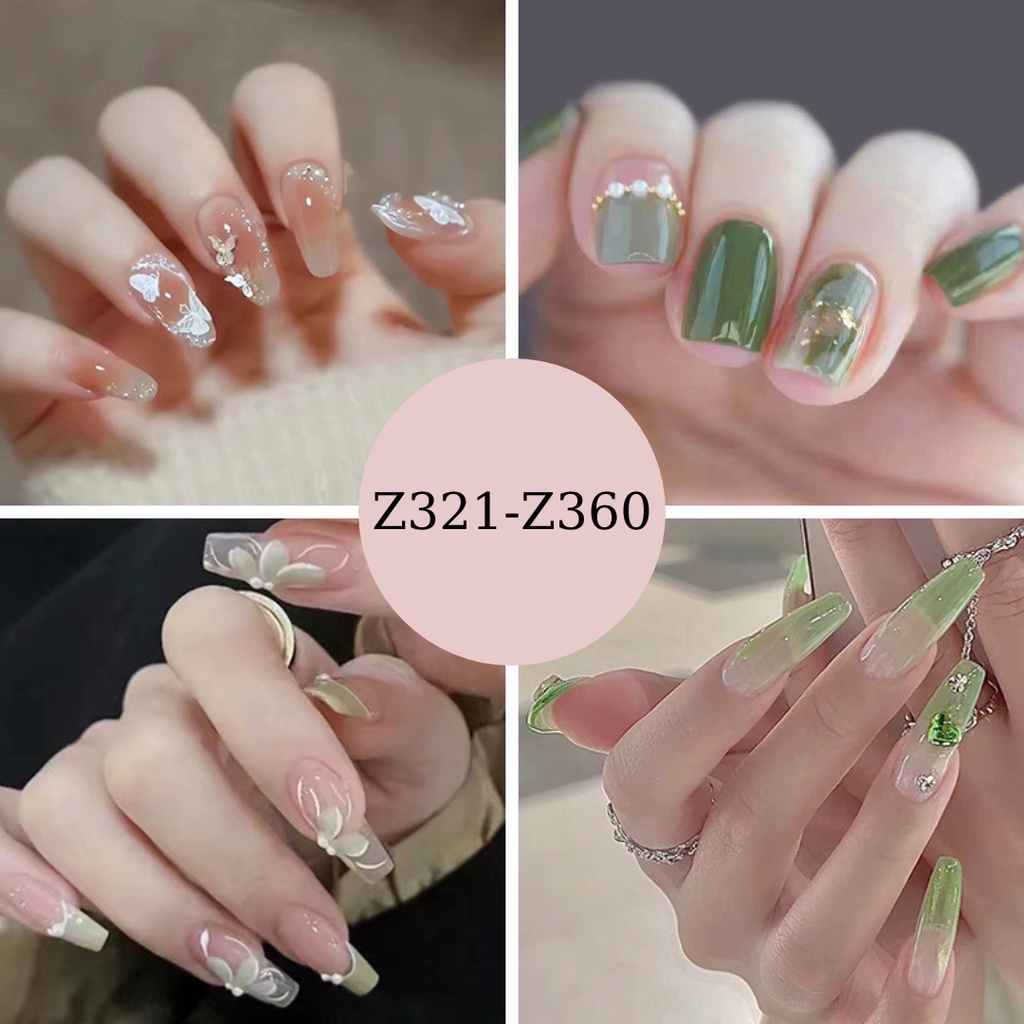 Móng tay giả thời trang Z321-Z360 false nail 24 miếng kèm keo nailbox không thấm nước có thể tháo rời