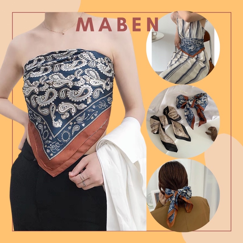 Khăn lụa turban làm áo - Khăn bandana làm áo size 70x70cm