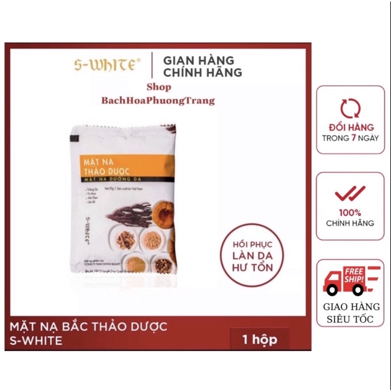 Gói nạ bắc lẻ swhite thành phần trong sét bột mặt nạ thảo dược ( Hạn sử dụng mới 2025)