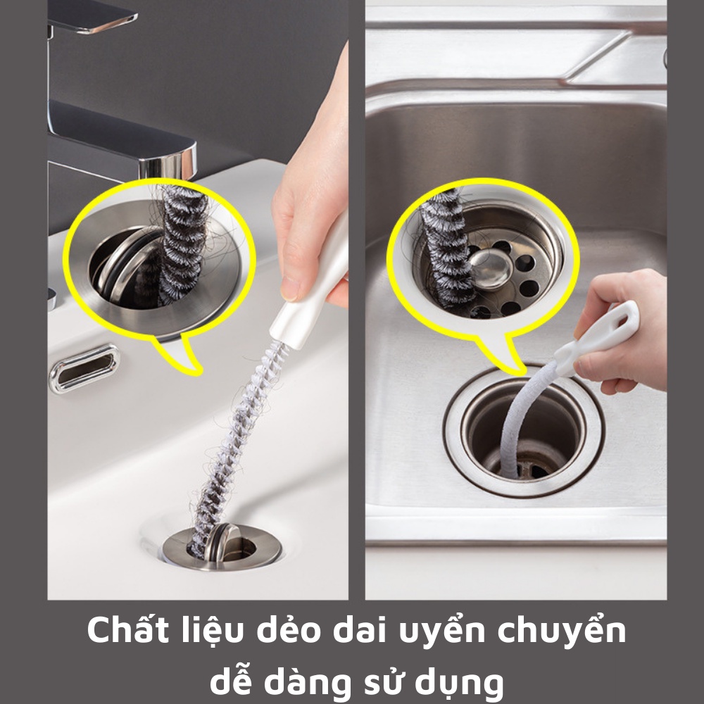 Bàn chải làm sạch ống thoát nước tránh bị bít tắt dạng xoắn bằng thép không gỉ cao cấp