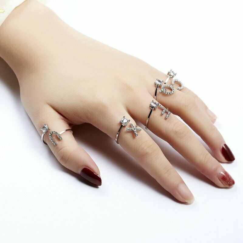 Nhẫn Vàng Hàn Quốc Mặt 26 Chữ Cái Đính Đá Zircon