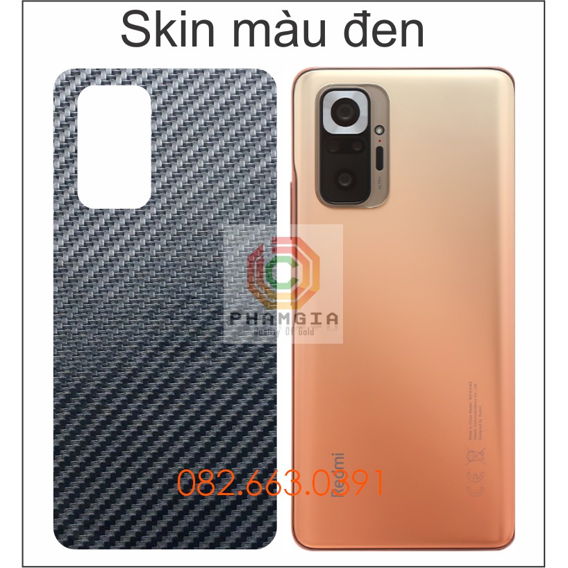 Miếng dán mặt lưng skin carbon Xiaomi Redmi Note 10 / Note 10s / Note 10 Pro (2021)
