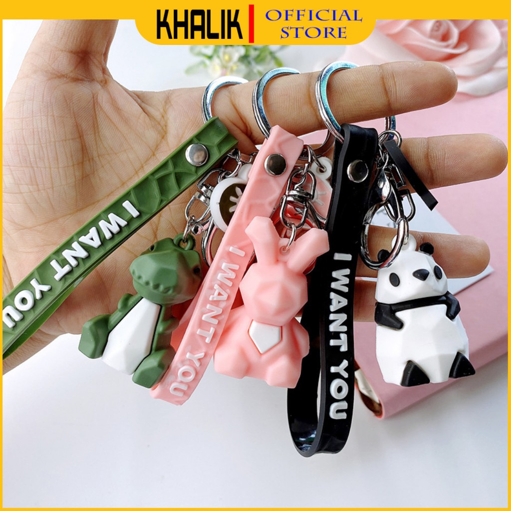 Móc khóa xe, treo cặp đi học KHALIK các con vật hoạt hình - MK00201 - MK00210