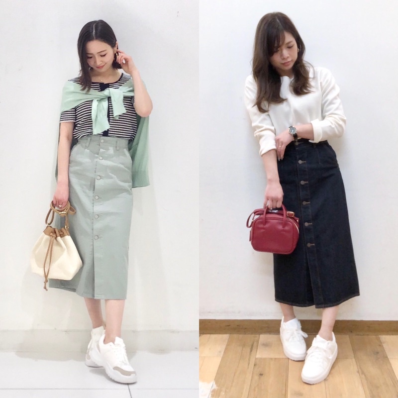 Chân váy bò midi trẻ trung, cá tính của GU - Nhật Bản