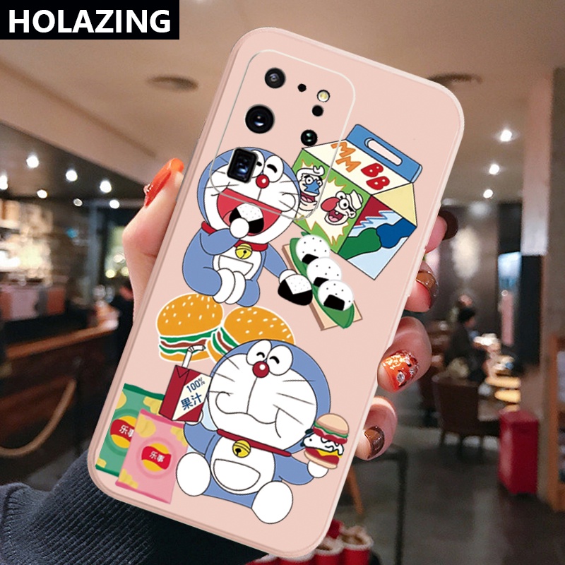 Ốp Điện Thoại Cạnh Vuông In Hình Doraemon Cho Samsung Galaxy S21 Ultra S20 FE S10 Plus A52 5G A72 4G