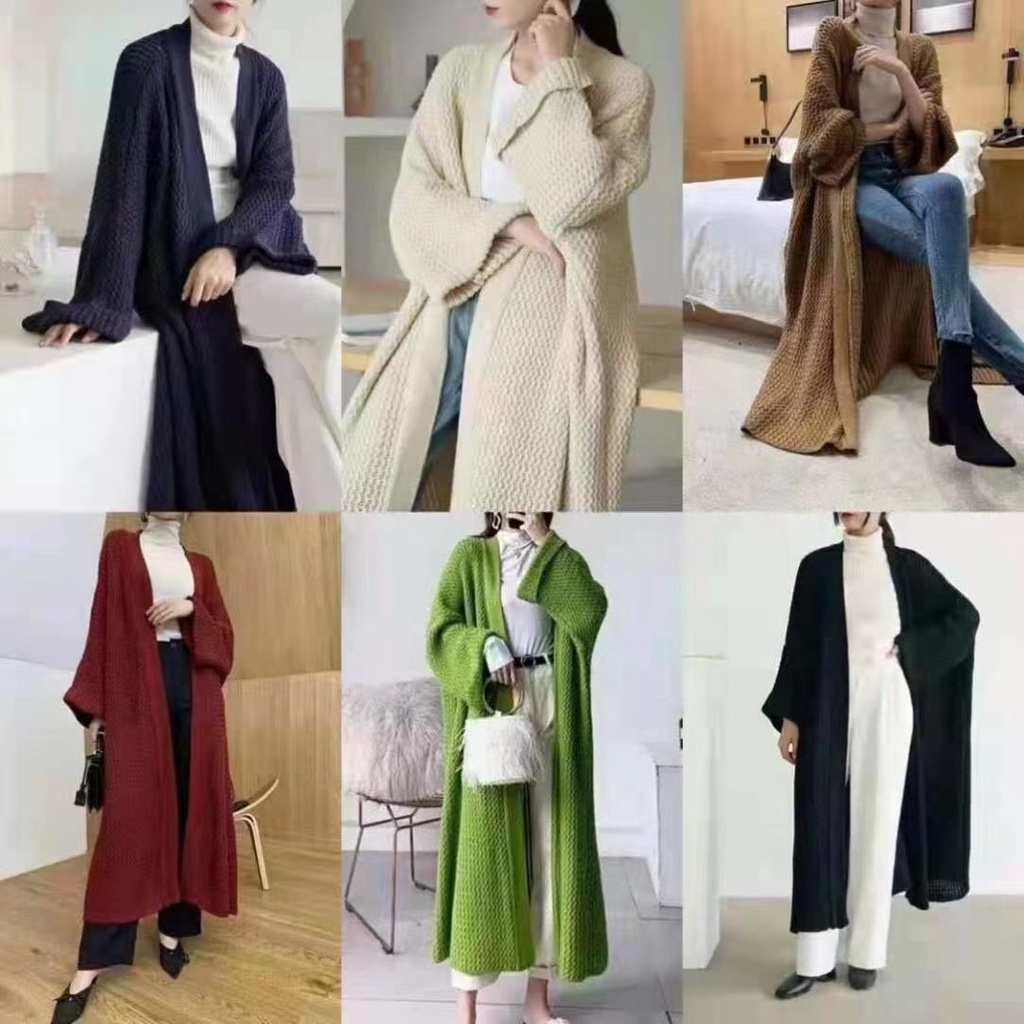 Áo khoác cardigan dệt kim dáng rộng phong cách thời trang thu đông cho nữ