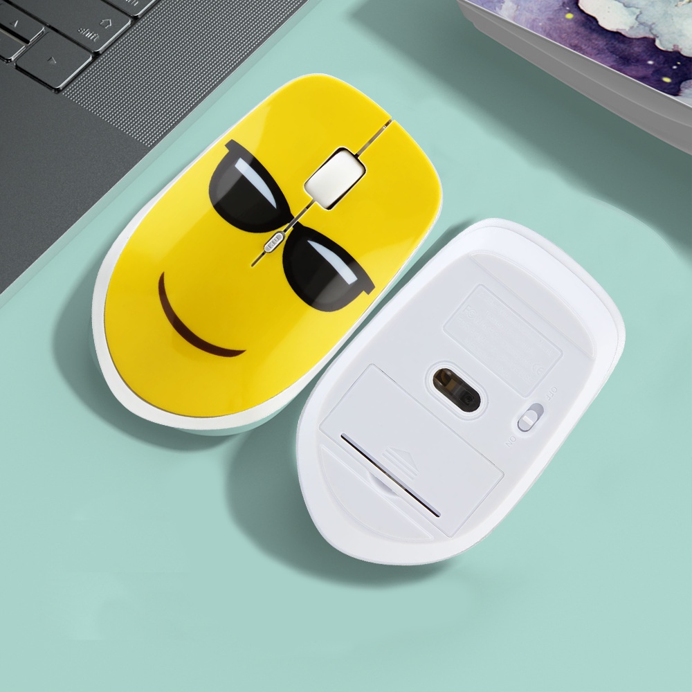 Chuột máy tính EVEBOT không dây họa tiết biểu tượng cảm xúc khuôn mặt hoạt hình
