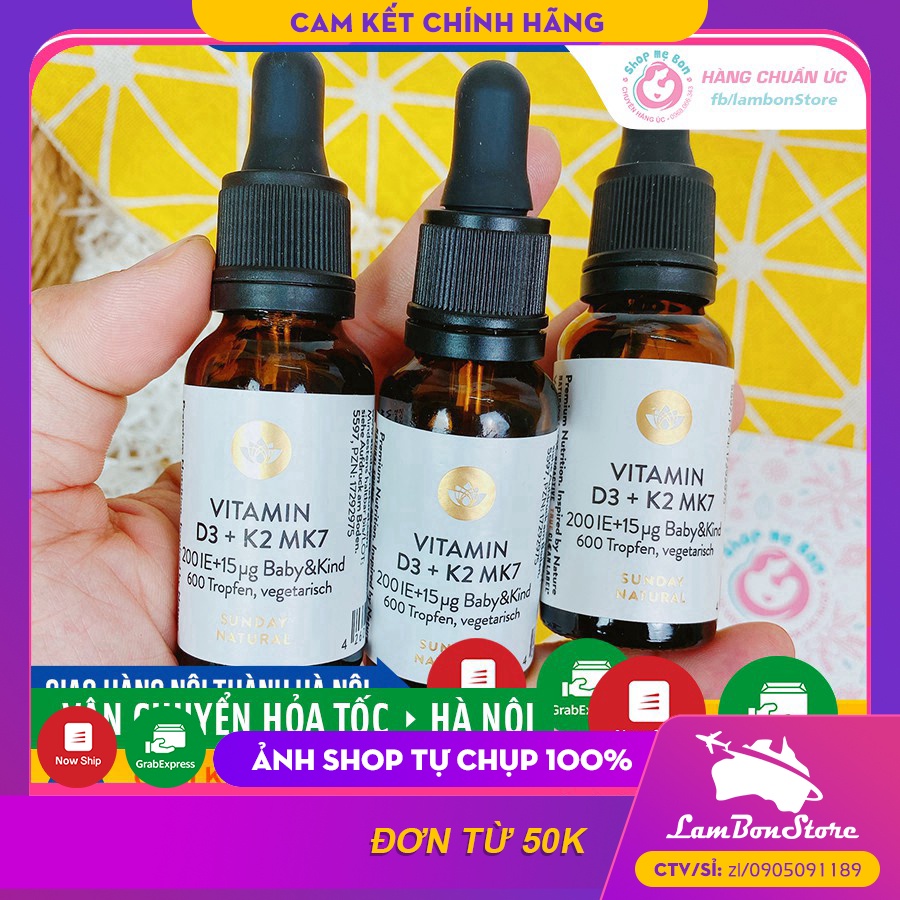 Vitamin K2 D3 Mk7 SUNDAY NATURAL 20ml cho bé từ sơ sinh - Đức