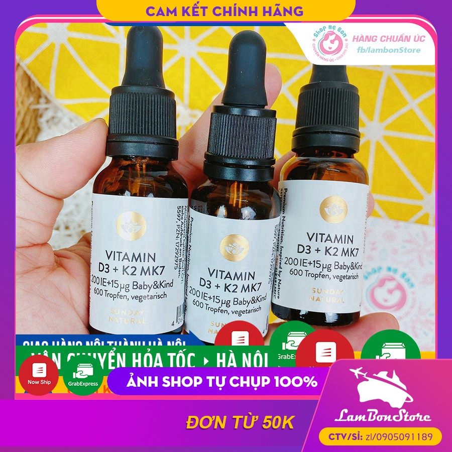 [CHÍNH HÃNG] Vitamin K2 D3 Mk7 Sunday Natural 20ml - Đức ÚC