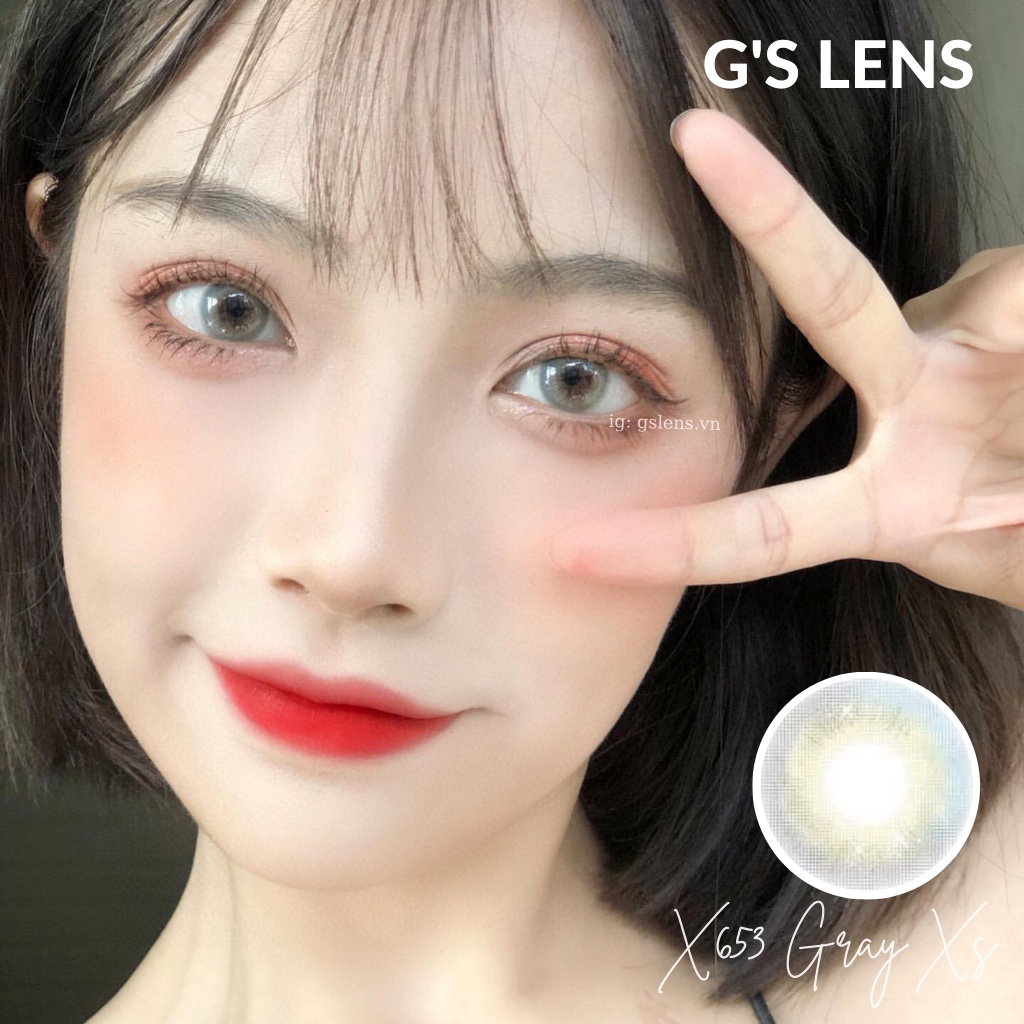 Kính Áp Tròng Xám Xanh Tây Sáng Ngôi Sao Lens Gray Hot Douyin Size XS Có 0 Đến 6 Độ Lệch Độ X653 Gray