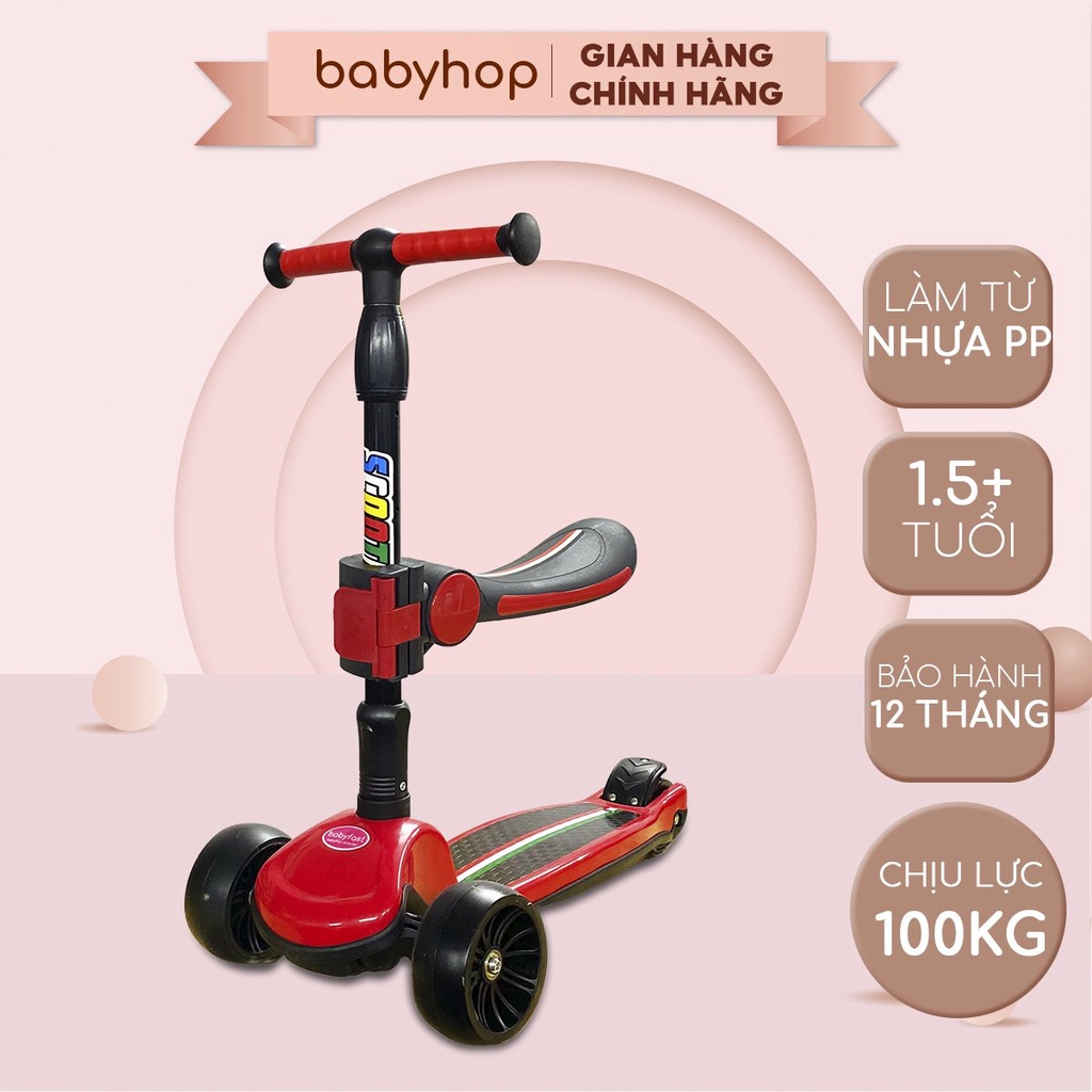Xe trượt scooter Babyfast 3 bánh an toàn cho trẻ em của Babyhop chịu lực 80kg phù hợp cho cả bé trai và gái