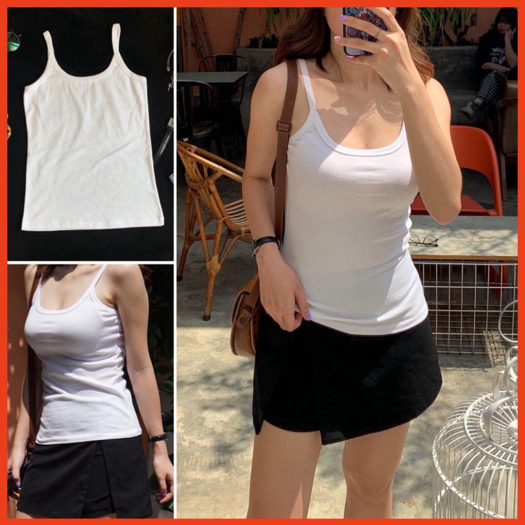 Áo thun 2 dây thun cotton co giãn 4 chiều ôm body chất đẹp AT05 cao cấp