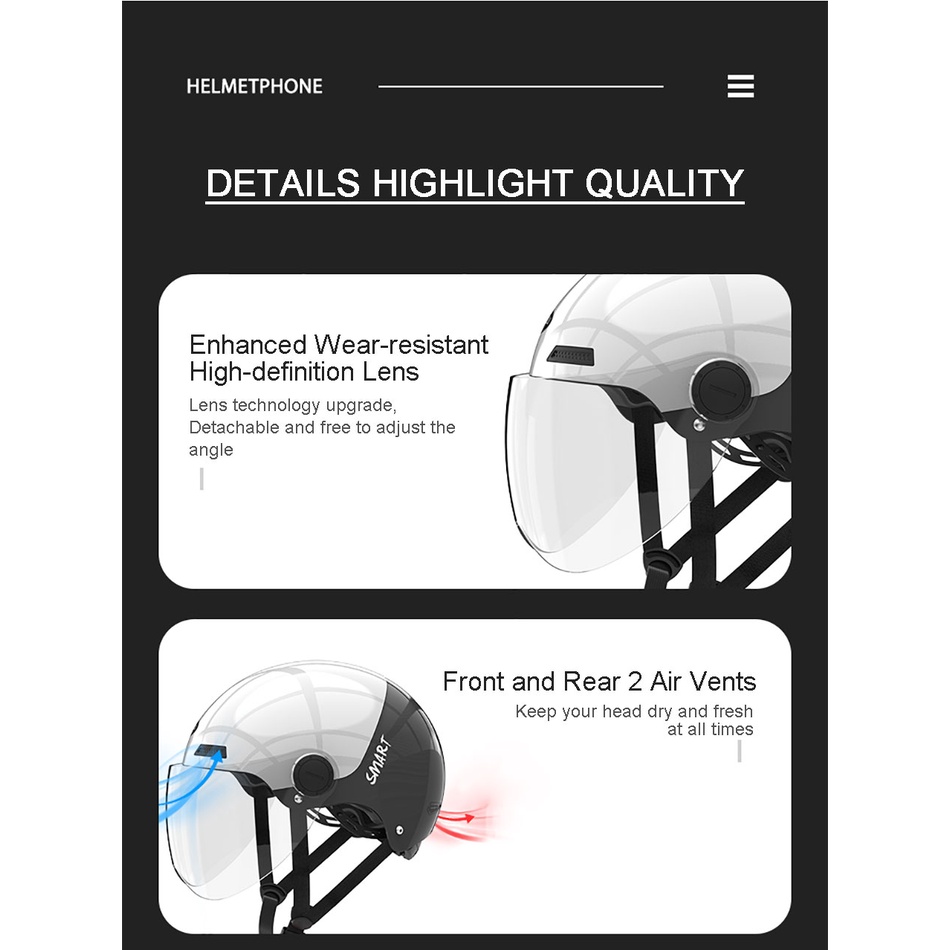 Mũ Bảo Hiểm Điện Thoại Xiaomi Youpin Smart4u Thiết Kế Đơn Giản Thiết Kế Đơn Giản 3C Nghe Gọi Cho Xe Máy