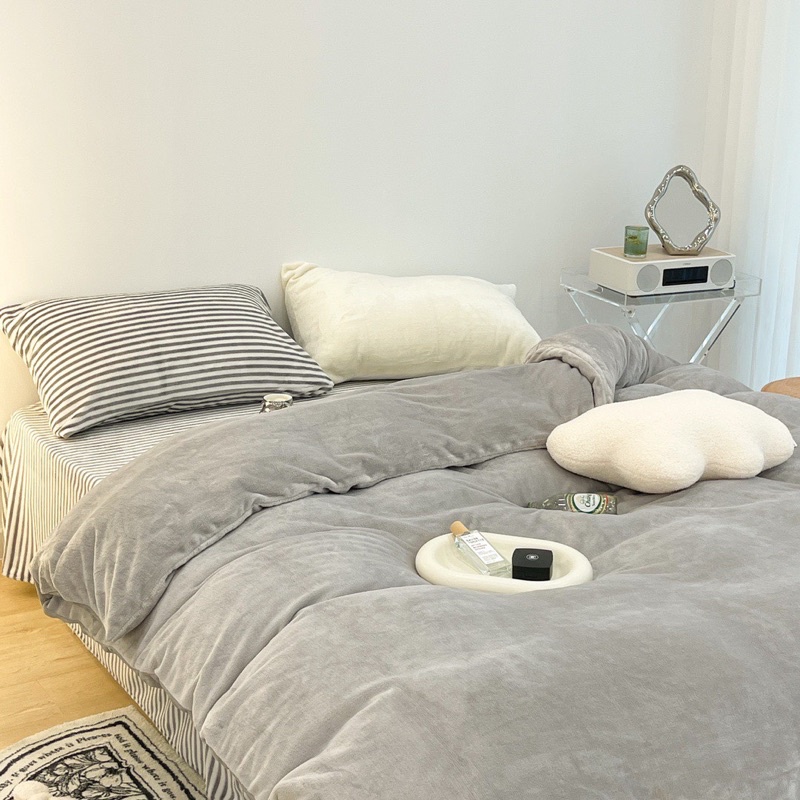 Set Bộ Vỏ Nỉ Nhung Sữa, Chất Nỉ Nhung Mềm, Êm, Ấm Áp_shinbedding