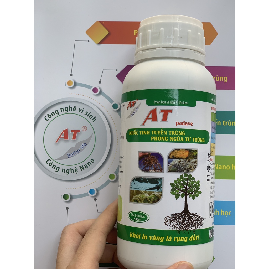 Phòng trừ tuyến trùng triệt để từ trứng và ấu trùng không ảnh hưởng đến giun đất - trừ tuyến trùng AT Padave 500ml