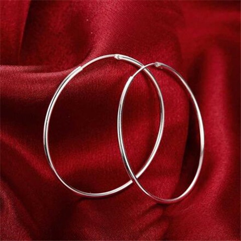 Bông Tai Bạc 925 Hình Tròn Cỡ Lớn Phong Cách Âu Mỹ Hàn Nhật Thời Trang Cho Nữ